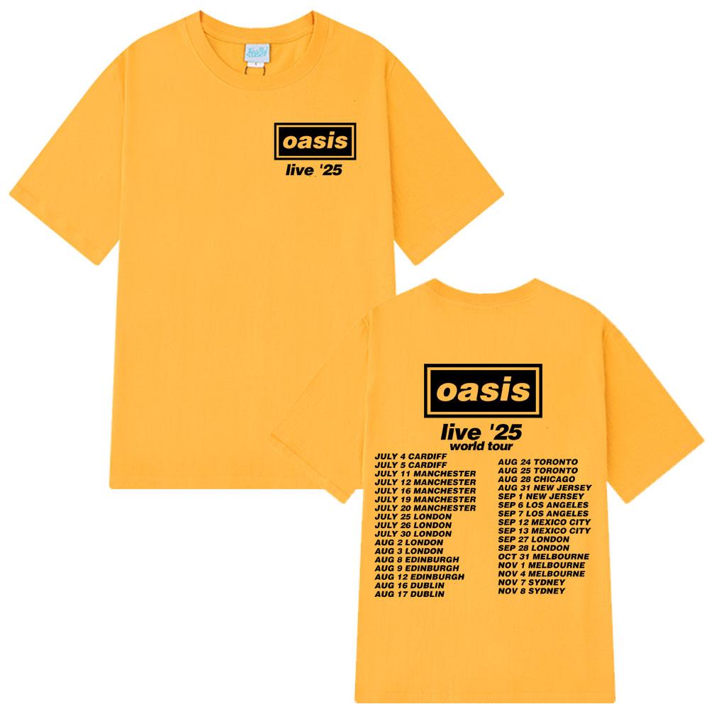 British Rock Band O-Oasis Live 25 Tour T Shirt Men Women Gothic Vintage Oversized T-shirt Men Women Cotton Short Sleeve T-shirts