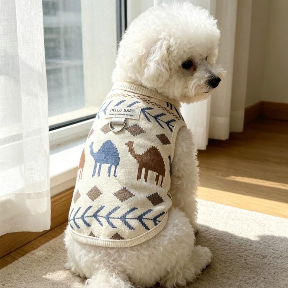 Warm Dog Jacket Printed Pattern Puppy Vest Fashion Dog Knitted Clothes for Cats and Puppy
