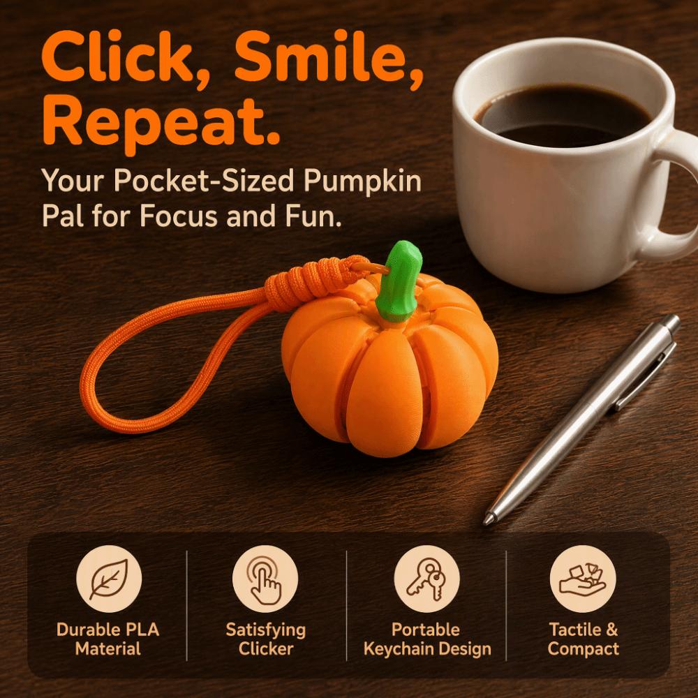 Creative Halloween Pumpkin Clicker Keychain Funny Fidget Toy Cute 3D Printed Pendant Car Pendant