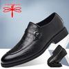 Qingting Men's Crocodile Pattern Leather Shoes - 2025 Soft Sole Business Casual Pointed Toe Korean Style