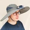 Fan Hat Wide-Brimmed Outdoor Hat with Dual-Power Fan Design Solar USB Charging Hiking Cycling Fishing Sun Hat