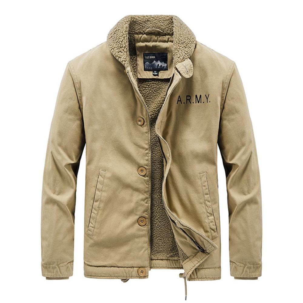 Lamb wool short coat men's winter thickened fur collar fleece tooling bomber jacket cotton coat lamb wool cotton coat