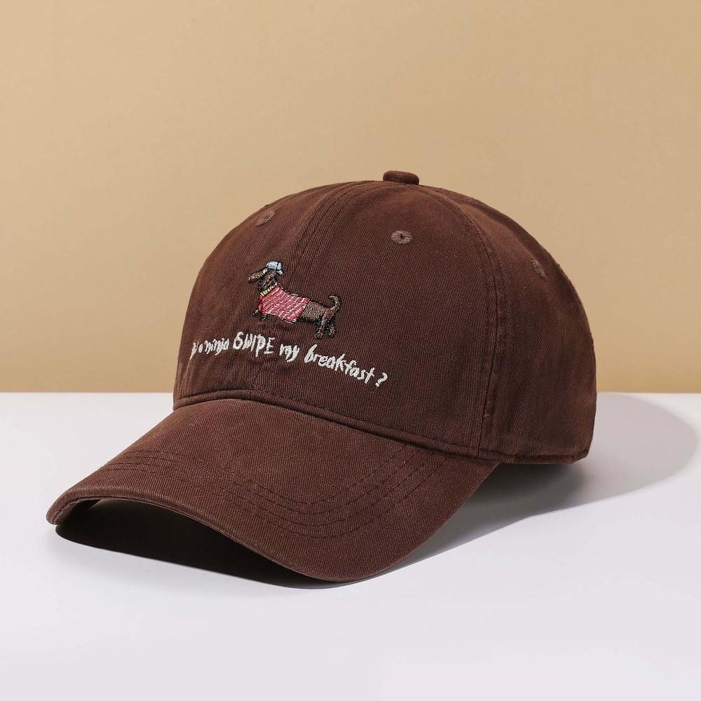 

Adjustable Embroidered Peaked Hat Sunscreen Couple Sunshade Casquette Dachshund Baseball Cap Women кофейный