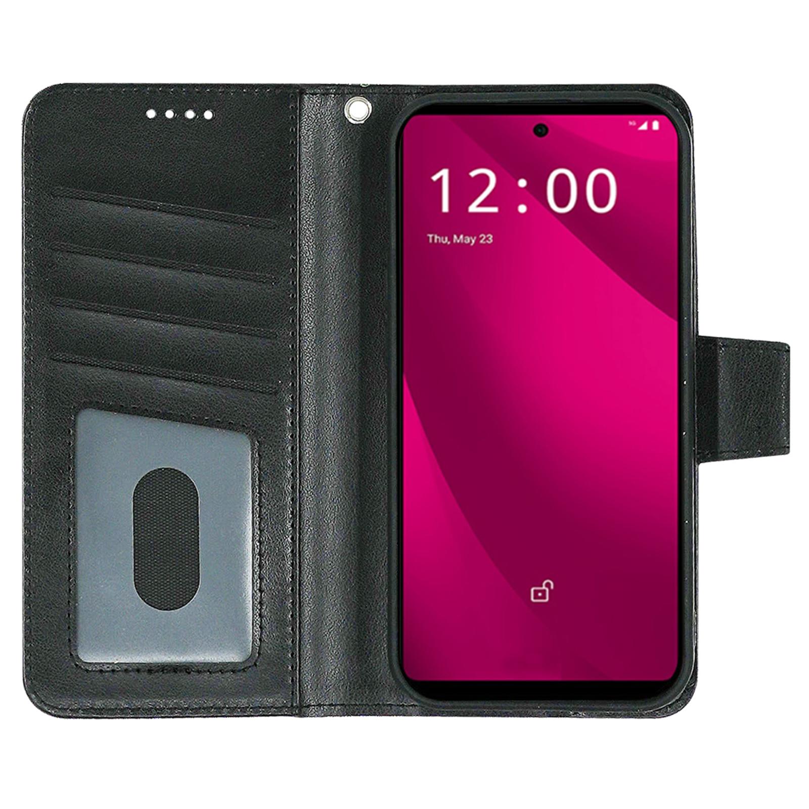 

For T-Mobile T Phone 2 Pro/REVVL 7 Pro Case Stand Leather Phone Cover Black