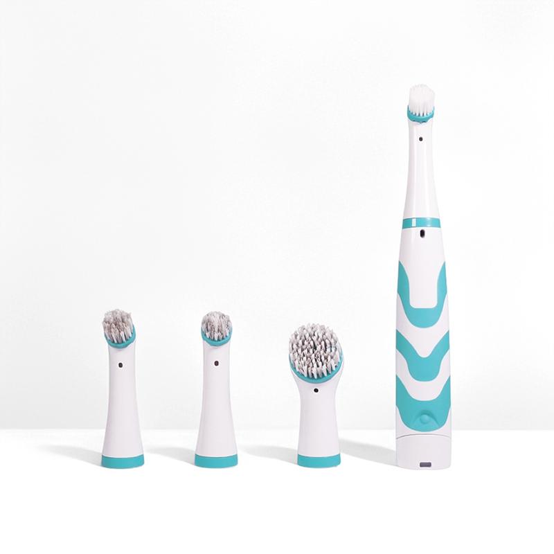 Tilt-Type Brush Cleaning Tool Equipped With 4 Brushes Household Cleaning Multi-Functional Portable Electric Cleaning Brush