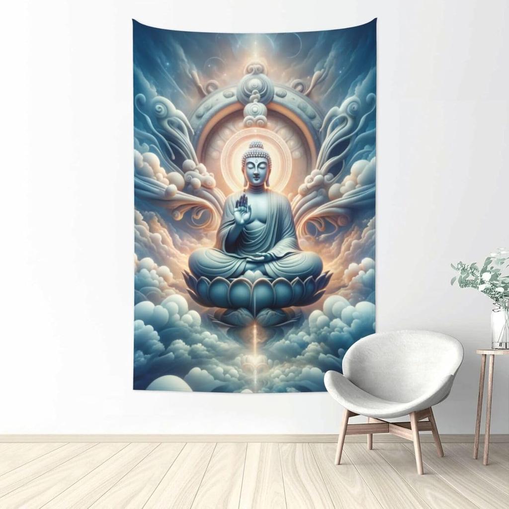 Zen Tapestry Buddha Tapestry Spiritual Meditation Wall Hanging Buddhist Wall Art Zen Lotus Flower Tapestries For Bedroom Living