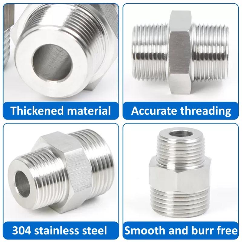 1/8” 1/4" 3/8" 1/2" 3/4" 1" 2" 4" BSP 304 Stainless Steel Equal Male Female Thread fitting Reducer British Water Pipe Connector
