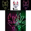Unisex Japanische Fuchsmaske mit leuchtendem LED-Licht für gruselige Halloween-Partys