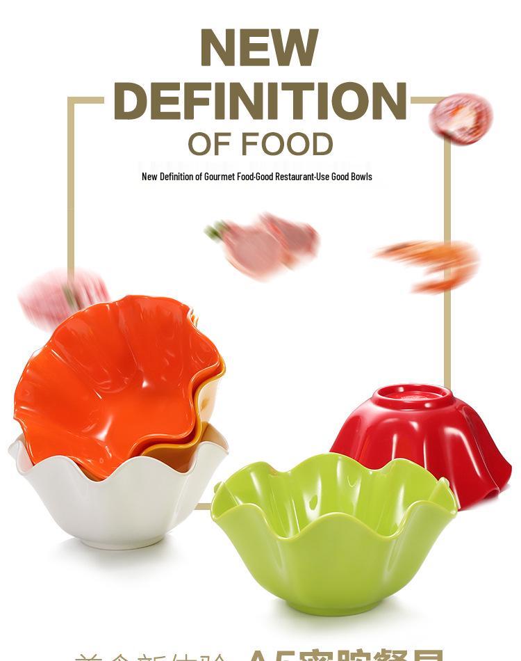 Rotating Lace Edge Melamine Vegetable Skewer Hot Pot Bowl - Commercial Plastic Salad & Tableware Bowl
