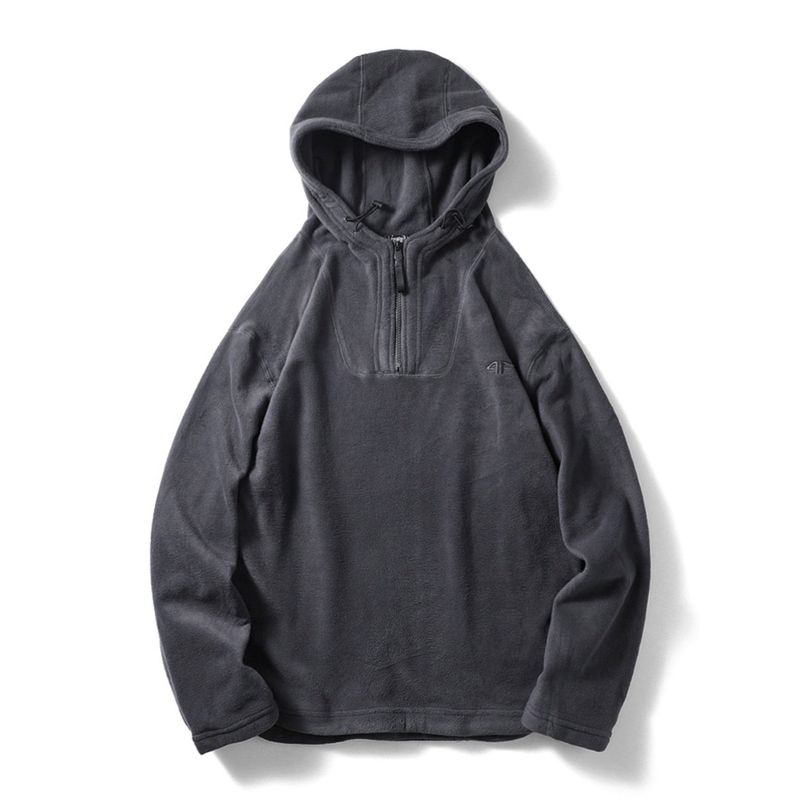 American Style Half Zipper Hood Double-sided Polar Fleece Hoodie Men's Autumn and Winter Outerwear Foreign Trade Cattle Goods Outdoor Fleece Jacket