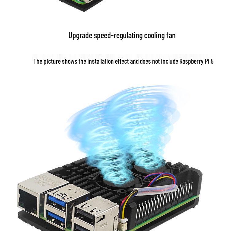 Raspberry Pi 5 Aluminum Alloy Armor Case with PWM Fan, Tools & Thermal Paste