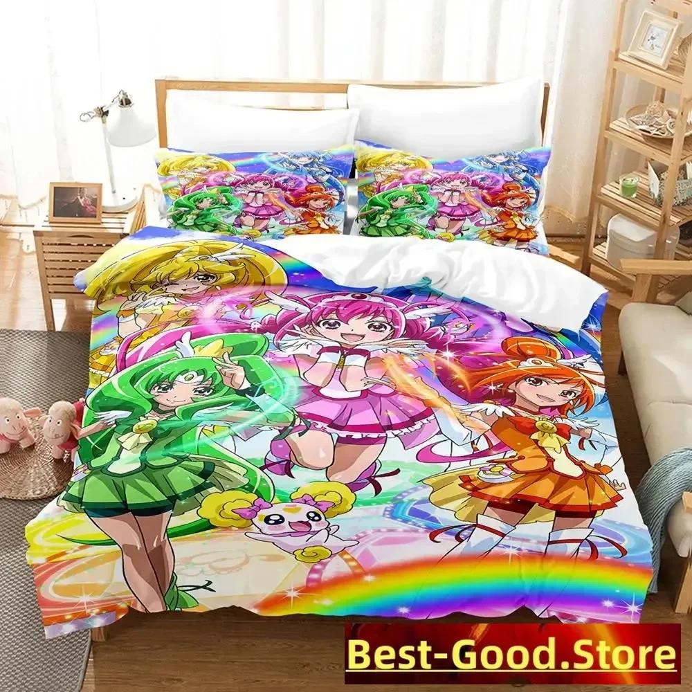 

Kawaii Smile Precure! Bedding Set Duvet Cover Sheet Printed Bed Set Pillowcase Bed Full Queen King Size Comforter Bedroom 70x133cm 2pcs