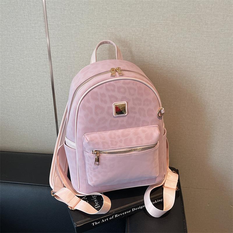 Schoolbag1011 new super fire Korean ins leopard print backpack for women's large-capacity travel commuting versatile small backpack