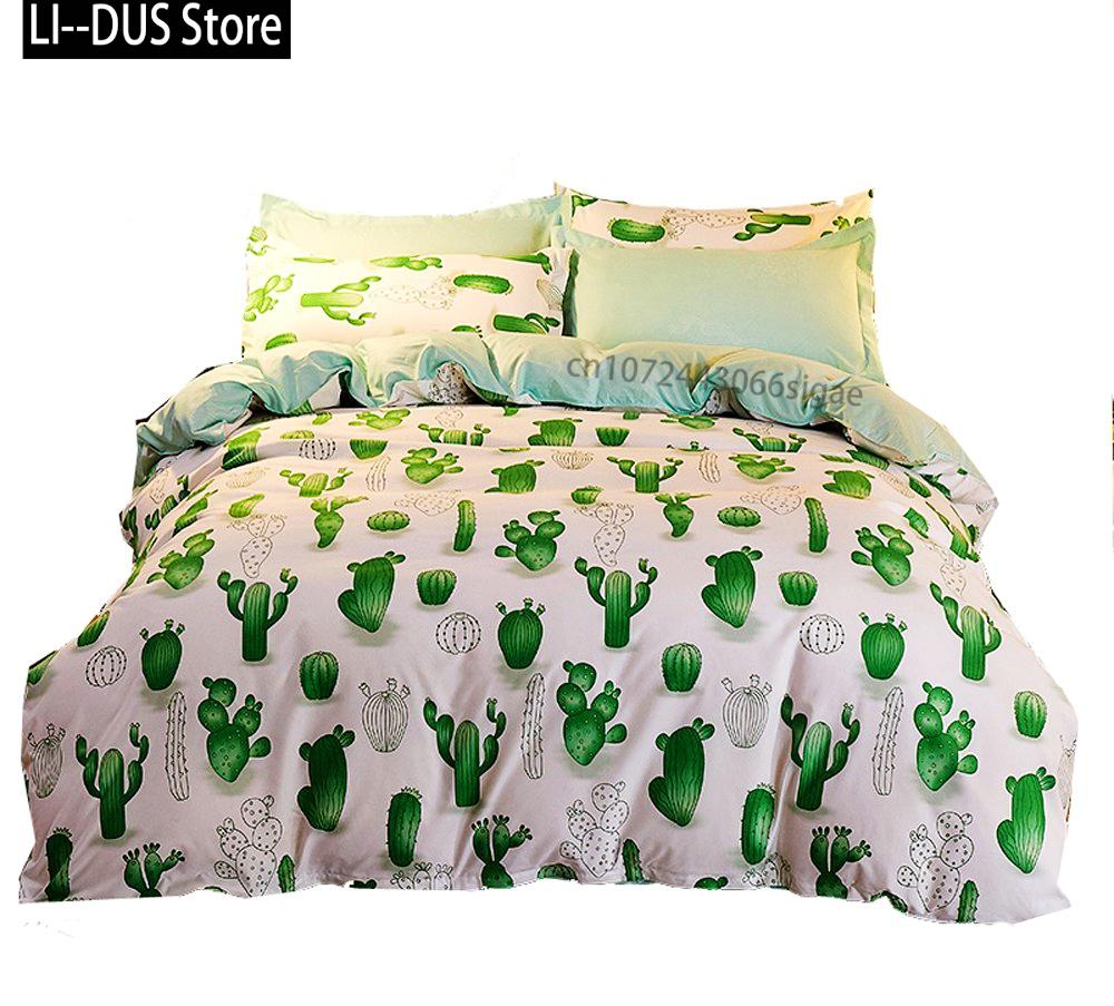 Cute Cactus Duvet Cover Bedding Set Comforter Cover for Children Girls Room Decor Boho Animal Quilt Cover Queen King Full Size