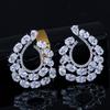 ZAKOL Fashion Shiny Clear Cubic Zirconia Circle Stud Earrings Luxury Sliver Color Bridal Earring Party Accessories