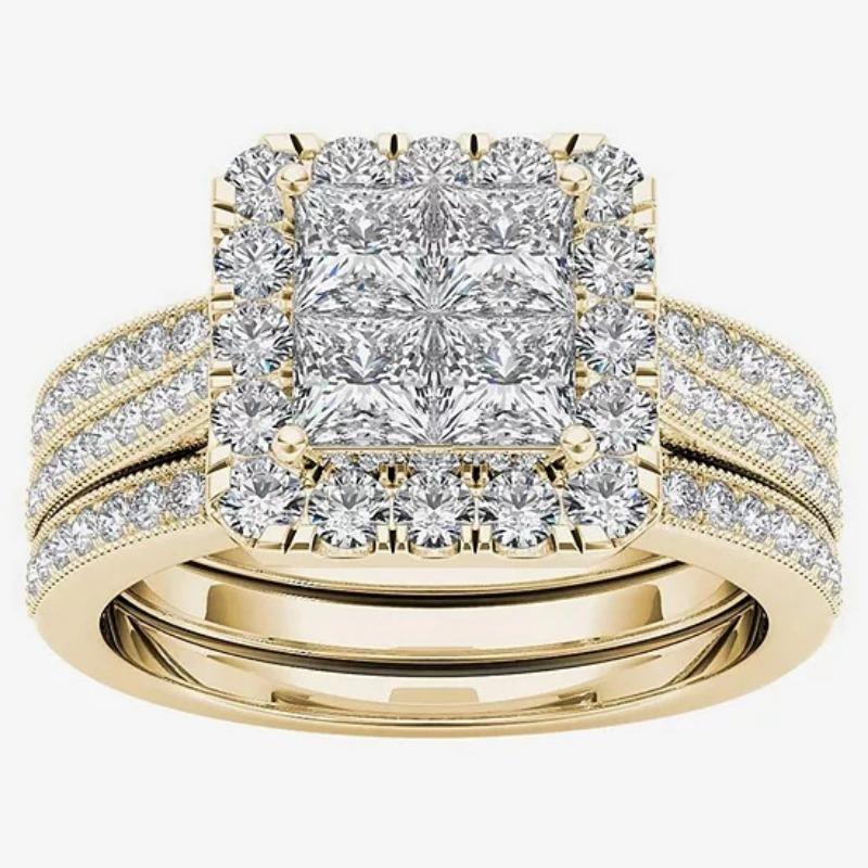 Luksus New Bohemian Set Ring Mote Ring Kvinners Forlovelsesforslag Ring