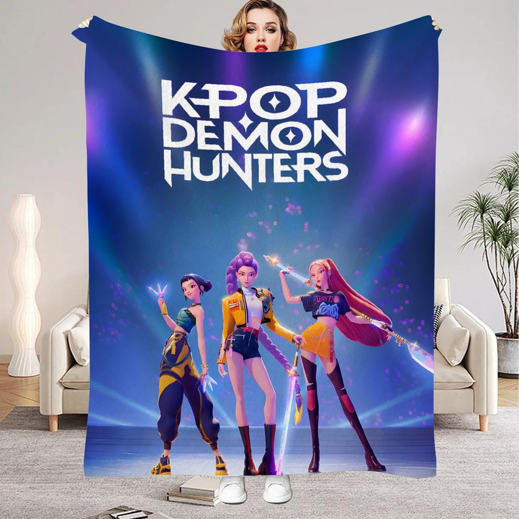 K-Pop Demon Hunters Blanket Girls Boys Plush Throw Blanket Novelty Warm Blanket All Season Gift