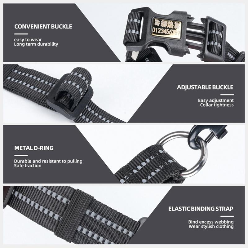 Pet Collar Adjustable Reflective Dog Collar Integrated Protective Cover Can Install Locator