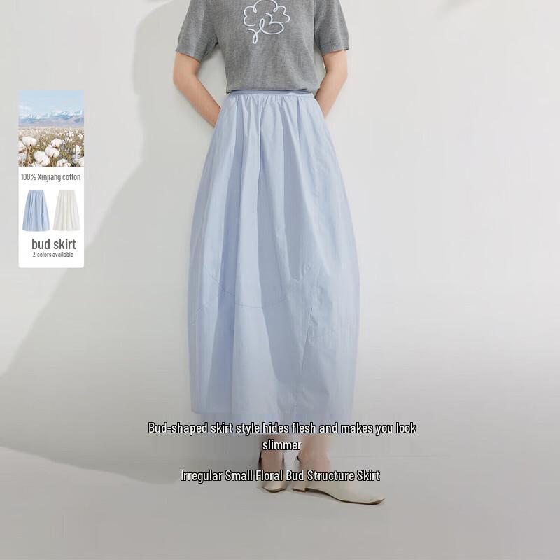 INMAN 2025 Summer Cotton Poplin A-Line Skirt XL