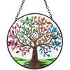 Tuitessine Tree of Life Stained Glass Suncatcher Four Season Theme Colorful Leaves Window Wall Hanging Ornament Hand-Painted Glass Panel Decor Gift