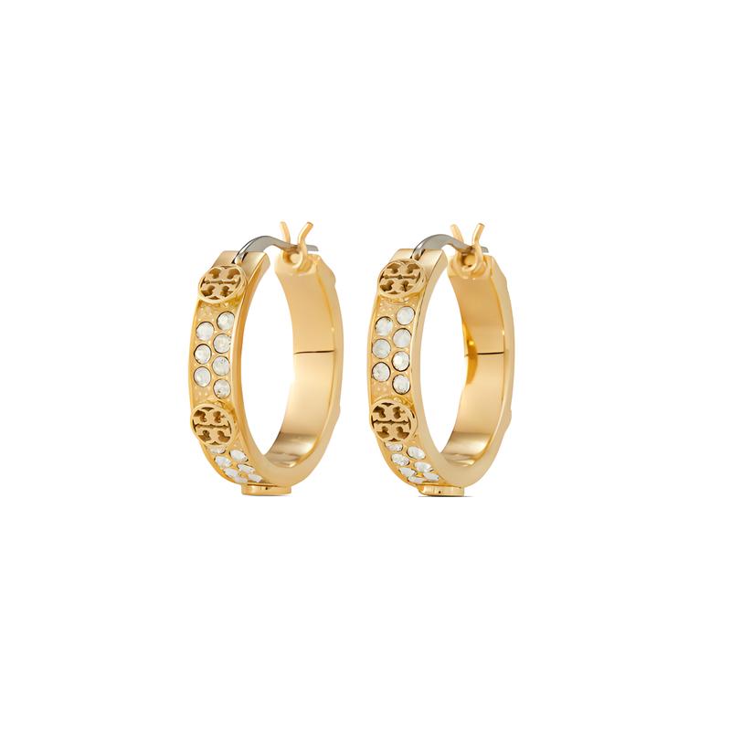 TORY BURCH Polished Logo Crystal Stainless Steel Earrings Women s Gold 153688-783-gold F золотой