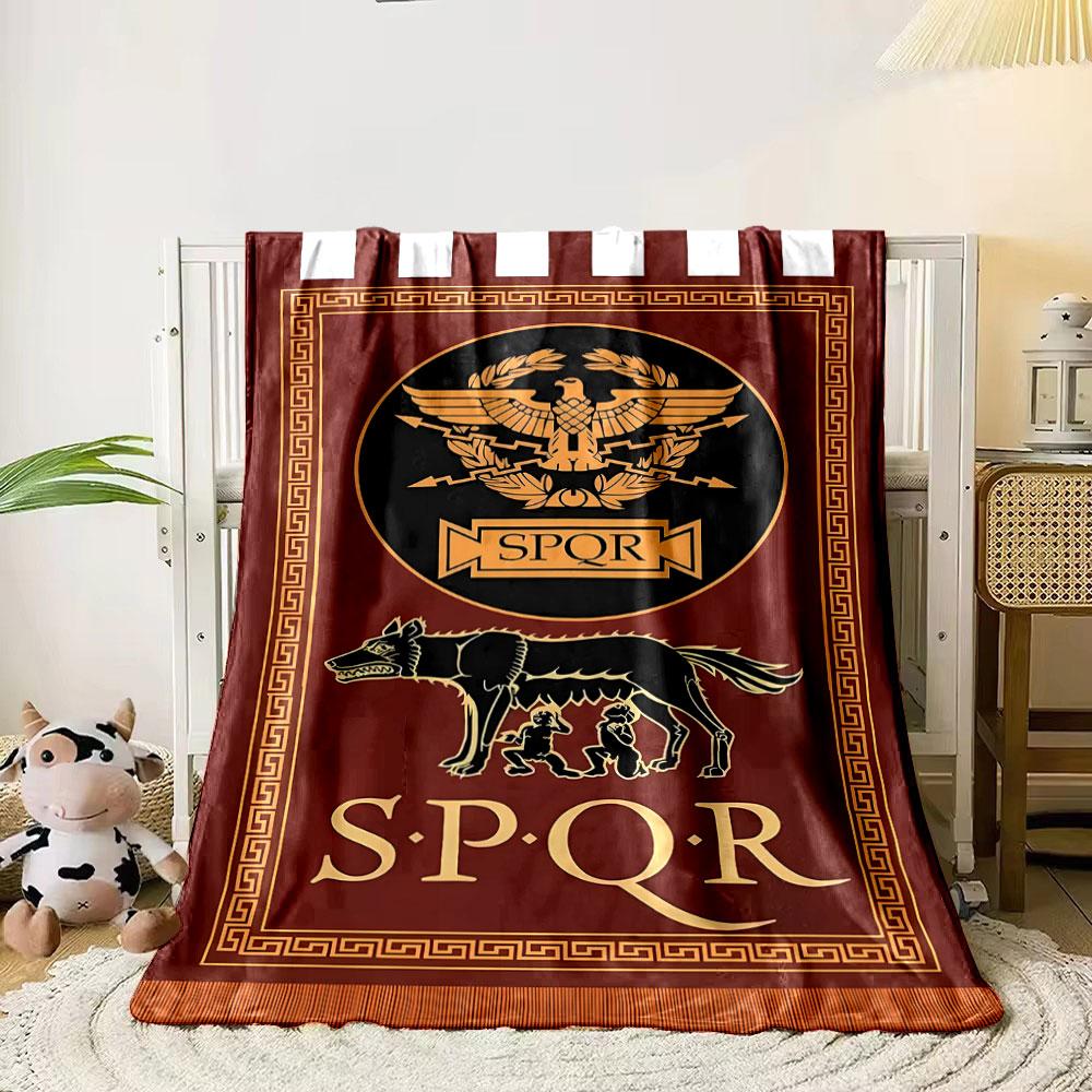 Roman SPQR Wolf Blanket Bedroom Blanket for Livingroom Couch Lunch Break Soft Throw for Friend's Festival Gift