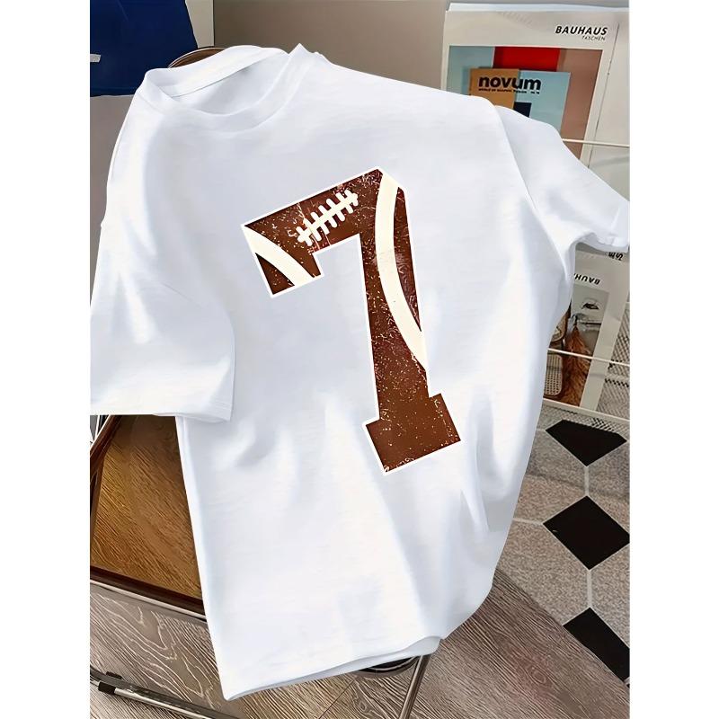 Kids Crewneck Short Sleeve T-Shirt, Number 7 Print 110