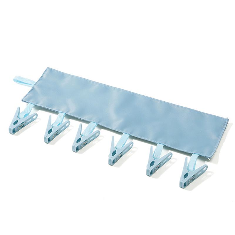 

Многофункциональная вешалка для одежды с 6 зажимами для студенческого общежития, носков, нижнего белья, прищепок, дорожных переносных вешалок для сушки синий