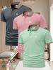 3pcs Summer Men's Casual Short-Sleeve Polo Shirt with Collar, Fashionable Casual Daily Business Top