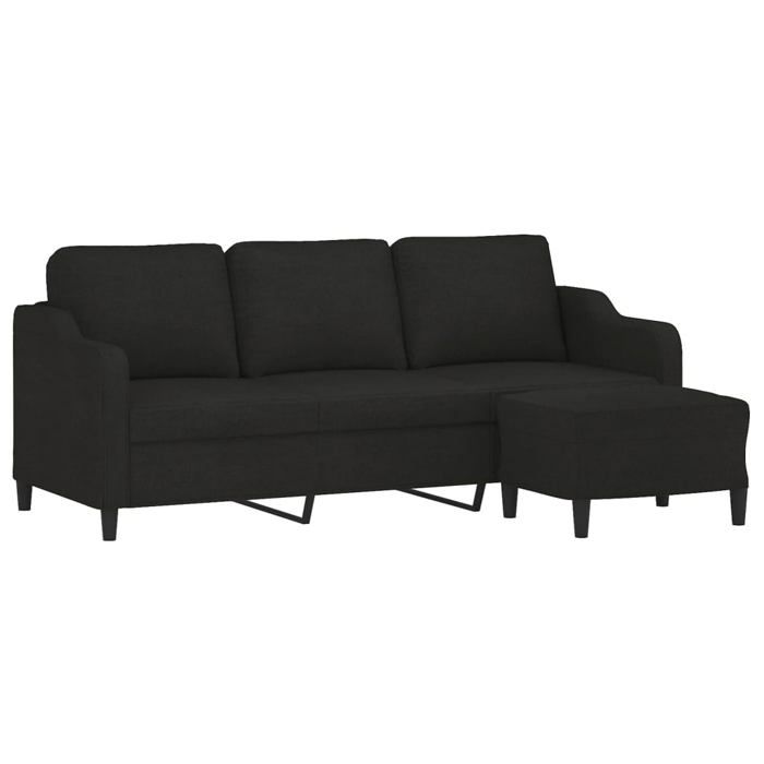 VidaXL Canapé à 3 places avec repose-pieds Noir 180 cm Tissu, canapé, canapé avec repose-pieds, canapé trois places, canapé 3201139