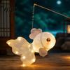 Parent Child Handicraft Activity DIY Mid Autumn Goldfish Lantern Kit for Kids, Handheld Glowing Fish Paper Lamp Soft LED String Light with Traditional