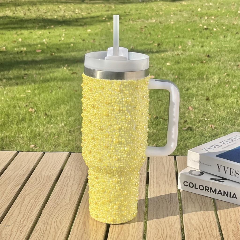 304 Stainless Steel Thermos Cup with Diamond 40oz Handle Vacuum Ice Cup Portable Car Cup