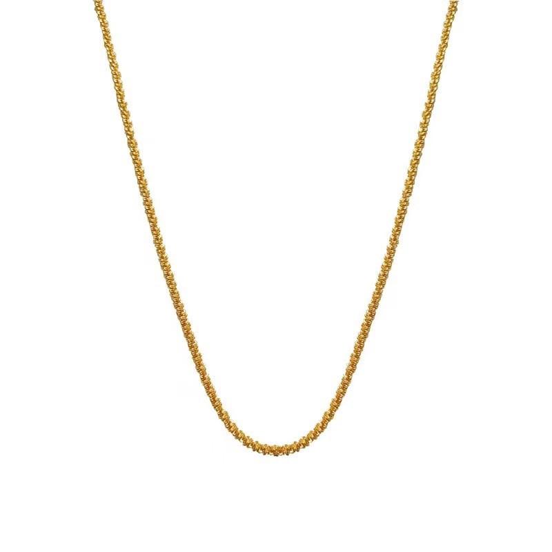 Super flash full summer star light luxury high-end necklace female collarbone chain plated chain plain chain with jewelry