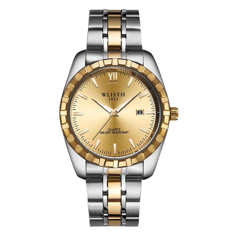 Top Brand Calendar Couple Watch Waterproof Steel Band Student Watch