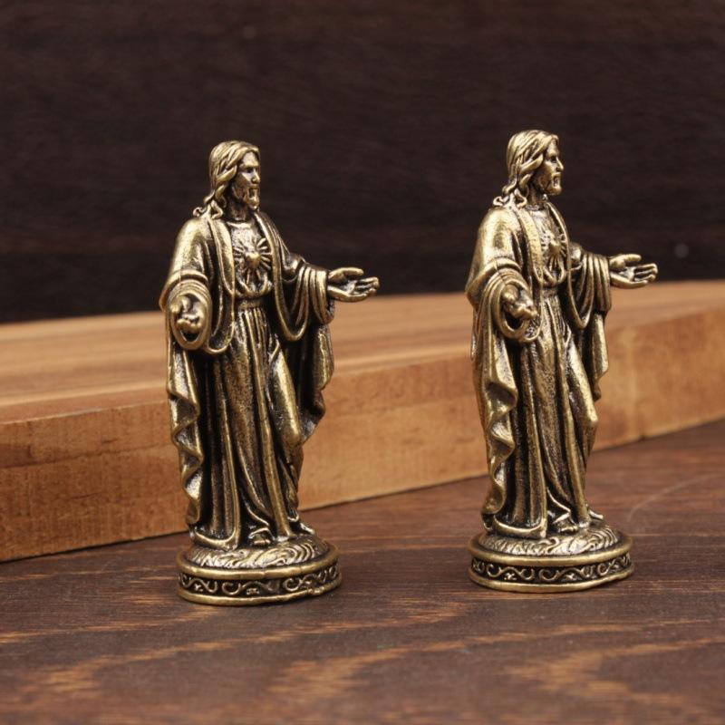Handgefertigte Messing-Götterstatue im Vintage-Stil, Desktop-Dekor, kreatives grenzüberschreitendes Handwerkskunstwerk, kleine Kupferfigur, Heimschmuck