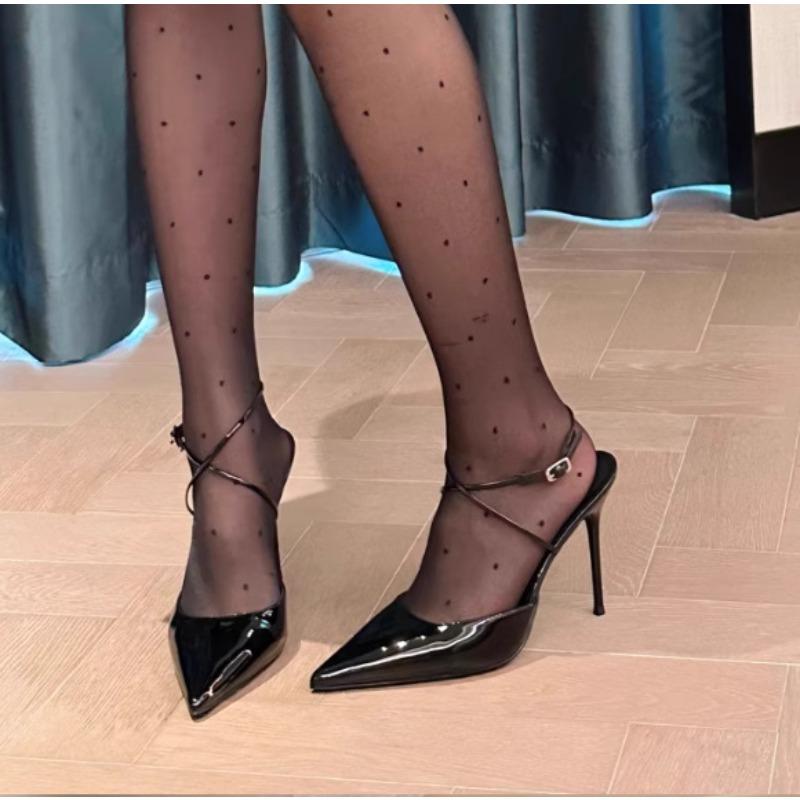 New bag head sandals women's summer temperament pointed head thin heel sexy word with high heels versatile