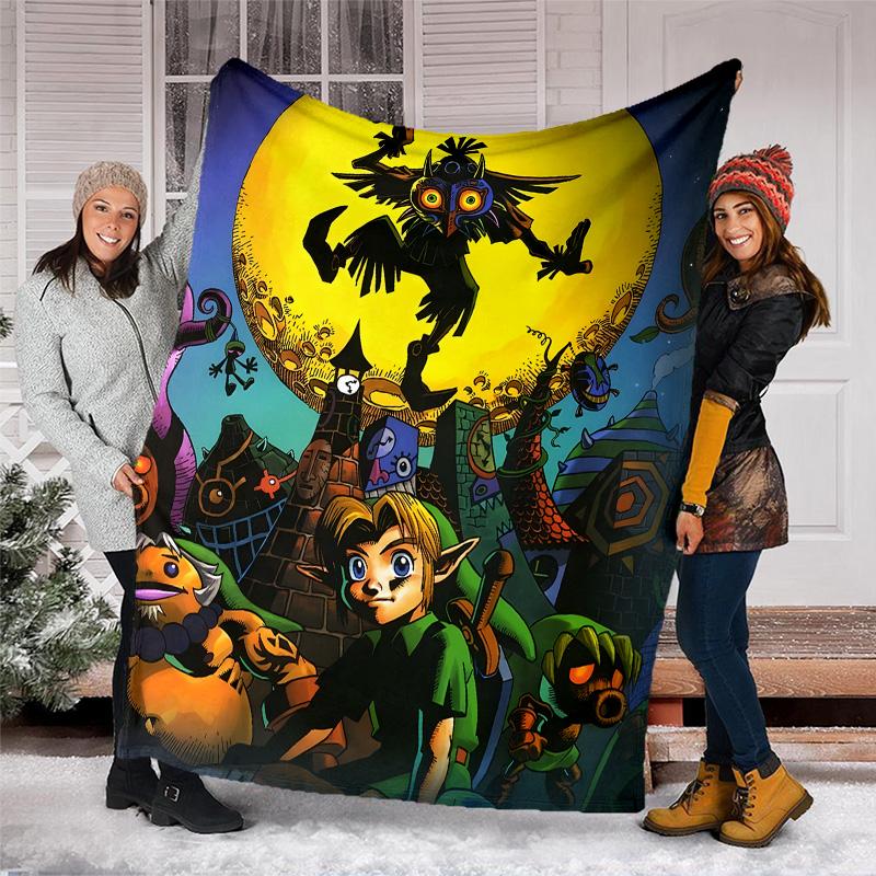 1pc Game Zelda Theme Blanket - Digital Print, Polyester, Cozy for All Seasons, Perfect for Outdoor, and Travel