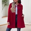 Winter Women Casual Overcoat Loose Fit Lapel Woolen Jacket Long Sleeves Solid Color Streetwear Fall Daily Wear