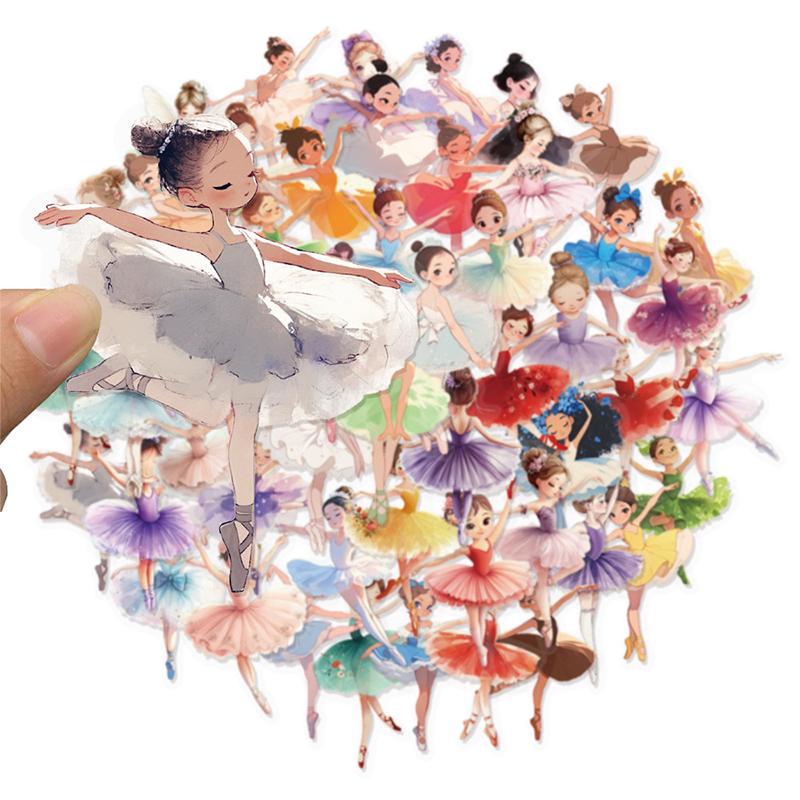 50PCS Cute Ballet Stickers Girls Dance Stickers Pack Waterproof Vinyl Decal for Scrapbook Water Bottle Laptop Phone Computer