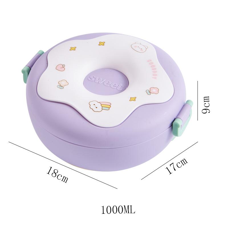 

Ланч-бокс для ребенка, школьника, коробка для закусок, пончик, мультфильм, герметичная коробка для бенто с вилкой, ложкой, ланч-бокс для детей, школьные ланч-боксы