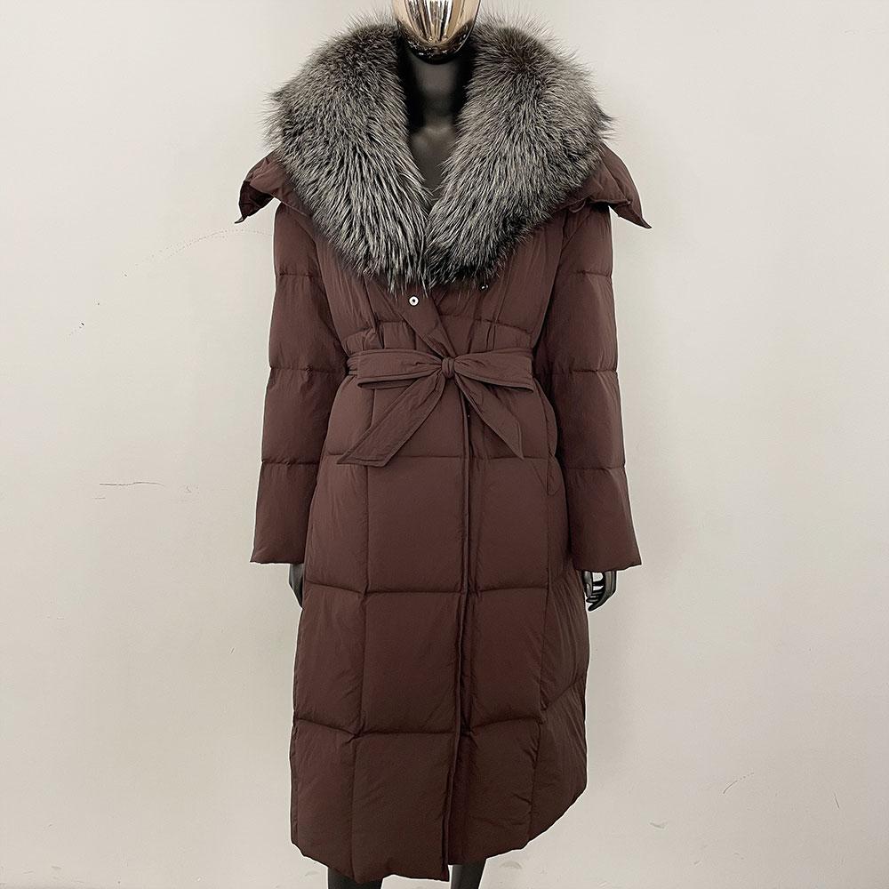 OFTBUY 2024 Winter Women Coat Real Natural Fox Fur Collar Thick Warm Long Jacket Turn-down Detachable Outerwear Streetwear