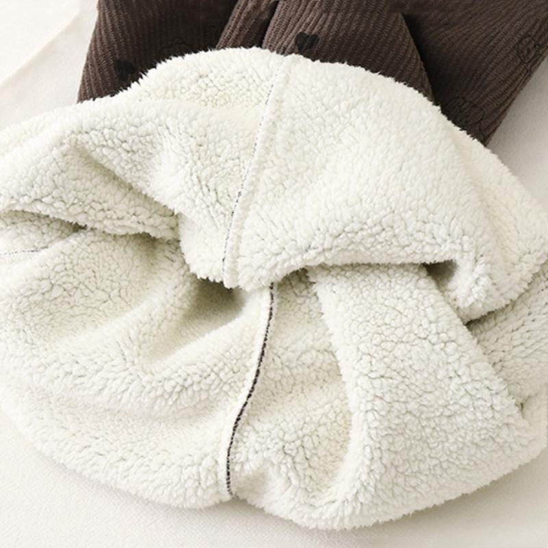 Baby Girls Boys Warm Fleece Kids Printed Pants Thicken Warm Plus Velvet Trousers Autumn Winter Children's Clothing Korean Style