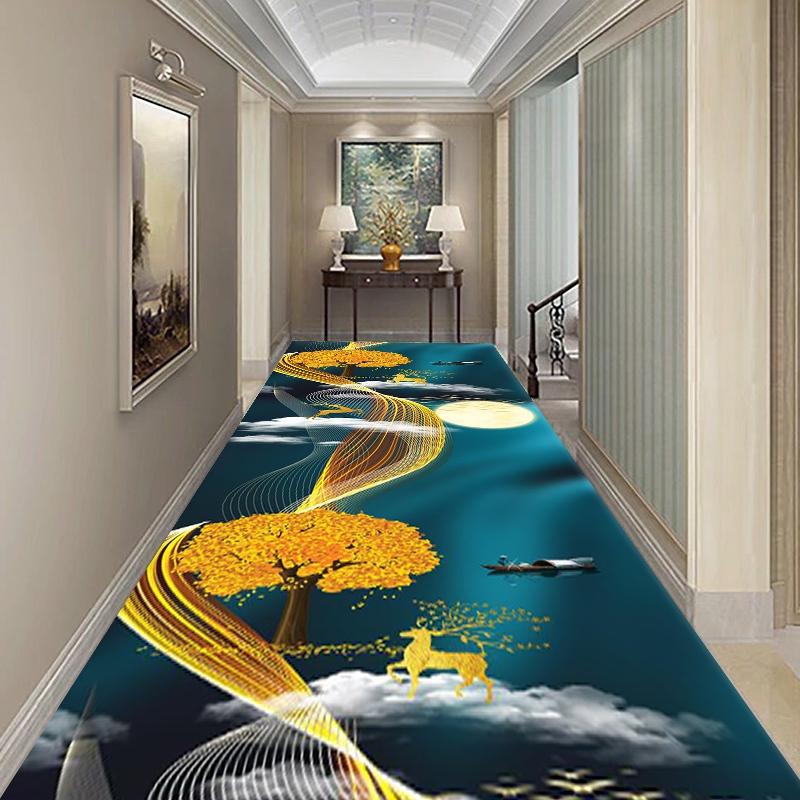 Gold Fish Corridor Carpet Hallway Rug Blue Butterfly Print Living Room Area Rug Bedroom Floor Mat Kitchen Mat Crystal Velvet