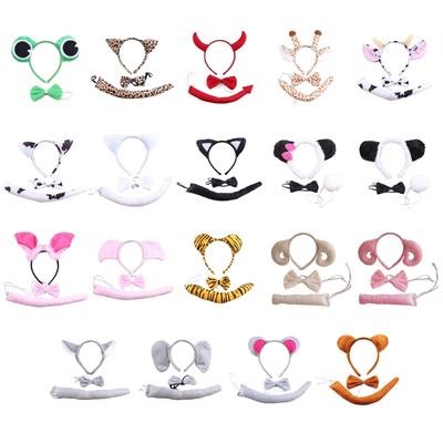 Cartoon Animal Cosplay Outfit Animal Ear Headband Long Tail Bowtie Adult Child Halloween Party Dress Up Decors