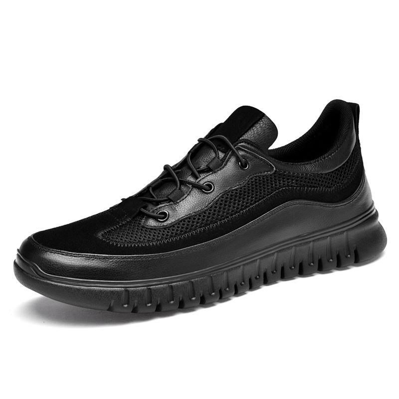 Spring Autumn Men s Genuine Leather Mesh Casual Shoes - Thick Sole, First Layer Cowhide Business Footwear 43