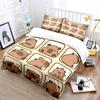 Cute Capybara Nine-Square Grid Pattern Bedding Set For Kids Luxury Gift 3Pcs Digital Print Comforter Set Soft Comfortable