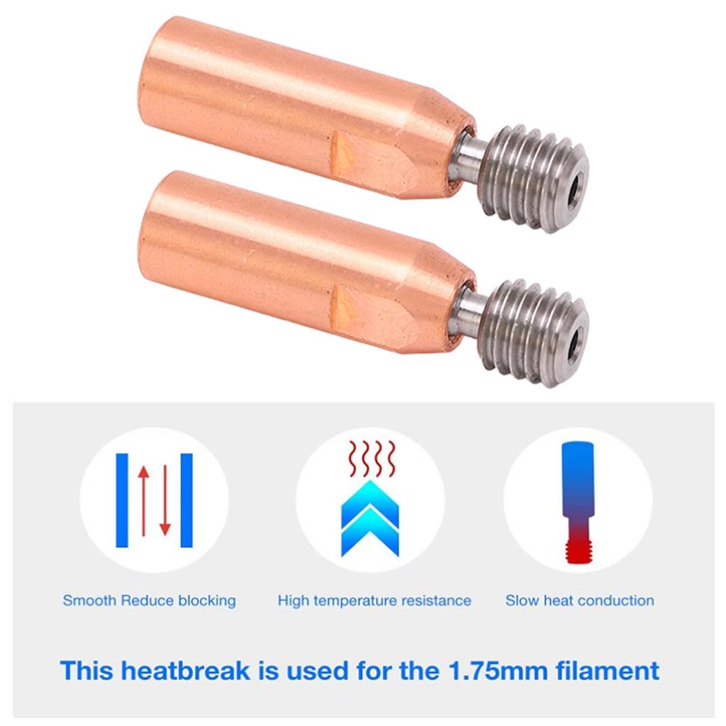 2Pcs 3D Printer Throat Nozzle Ti Alloy Copper Bimetal for Ender 3 3 V2 3 Pro Hotend