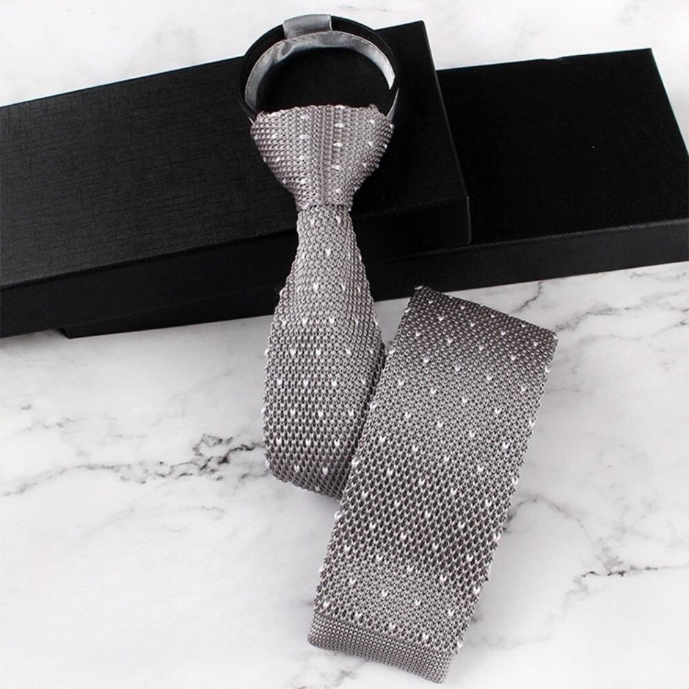 Knitted Fabric Knitted Tie Zipper Closure Flat Head Tie Fashion Automatic Zipper Tie  Dress Shirts