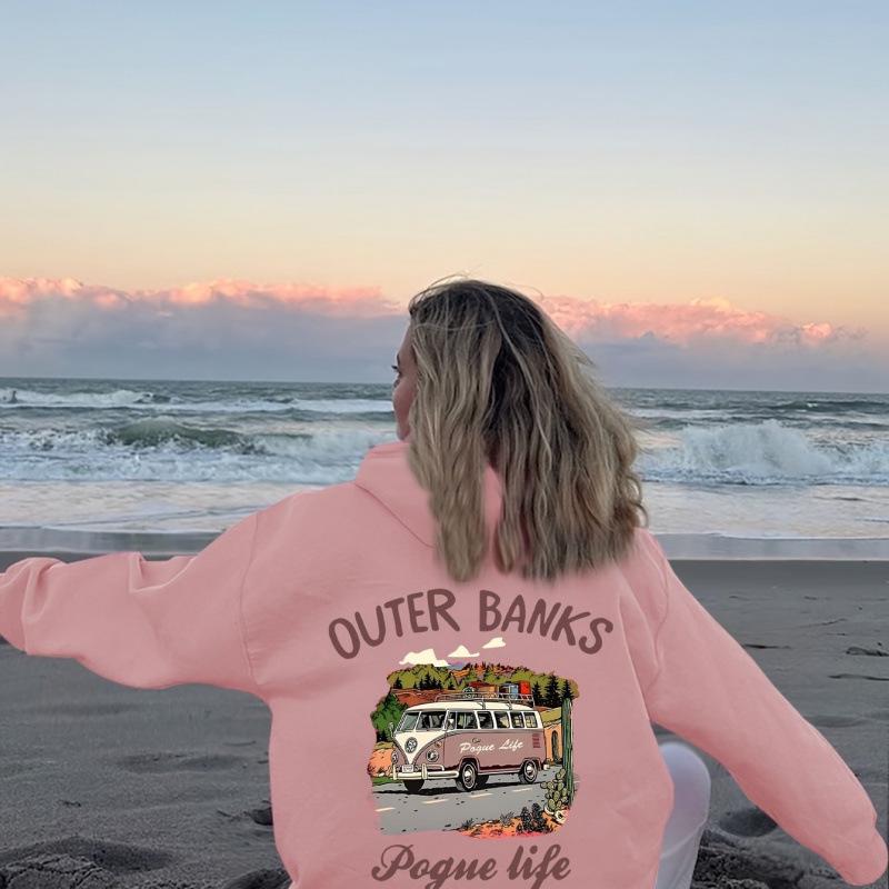 Outer Banks Pogue Life Graphic Hoodie - Casual Polyester