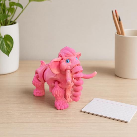 3D-gedruckte Mammutfigur, Elefanten-Ornament mit beweglichen Gelenken, Tier-Fidget-Spielzeug zur Stressbewältigung für Kinder, Dekoration für Zuhause und Büro
